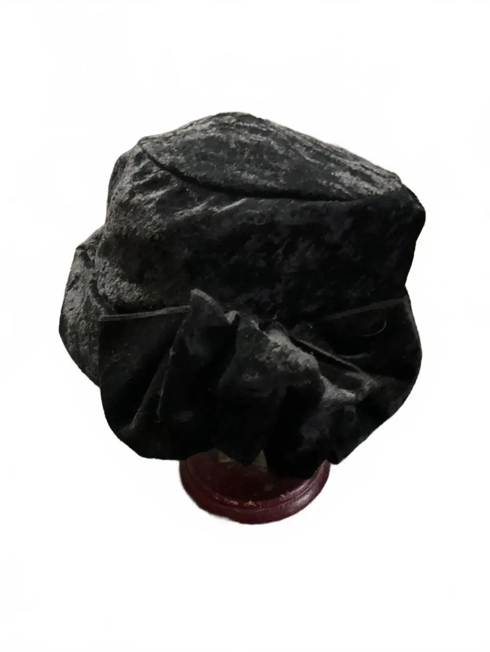 Vintage Elegant Black Velvet Women's Hat with Bow Accent